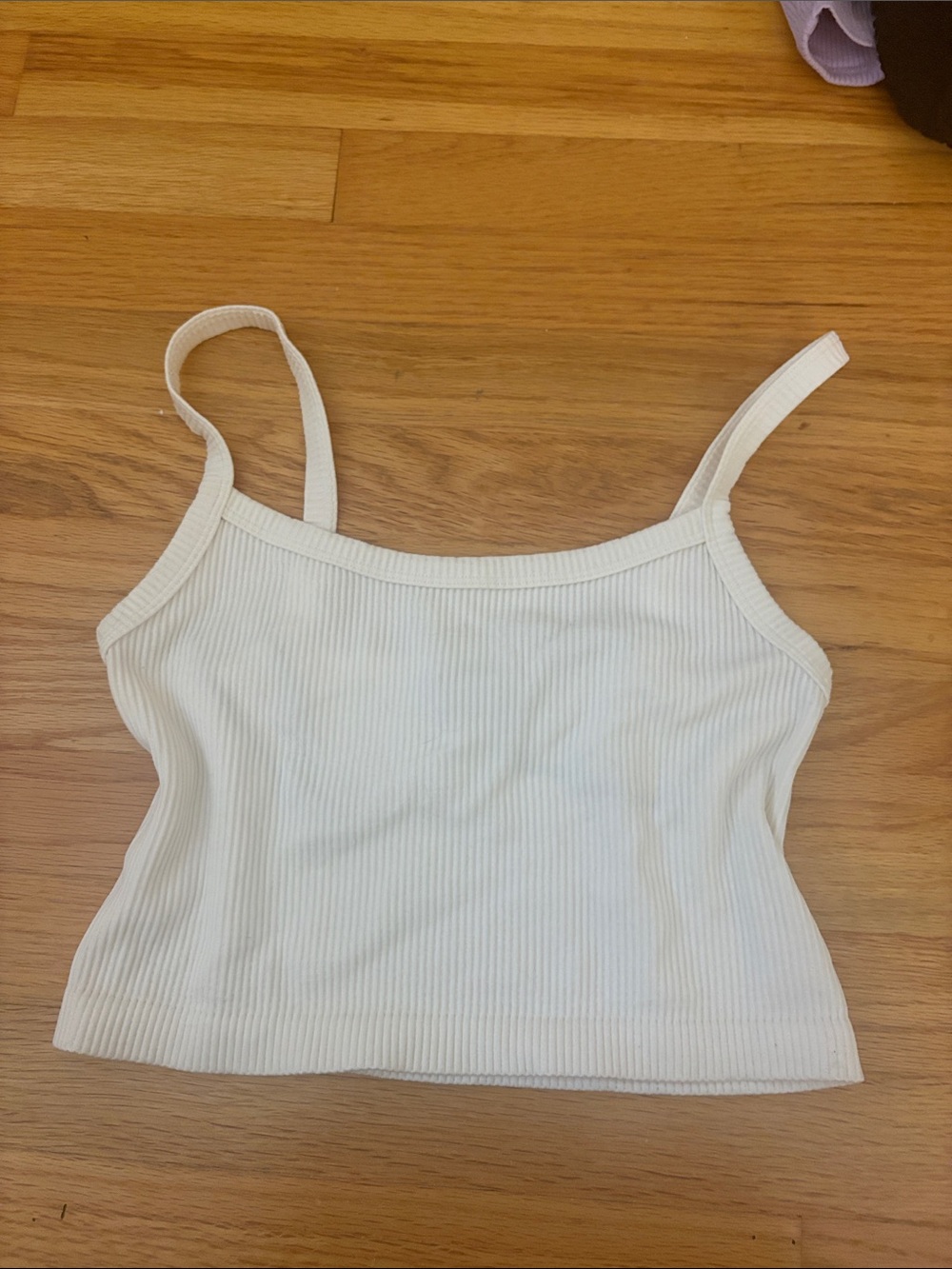 Forever21 Women’s Ribbed White Spaghetti Strap Tank Top